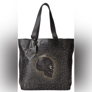 Jenna Frye Black Skull Studded Tote Bag